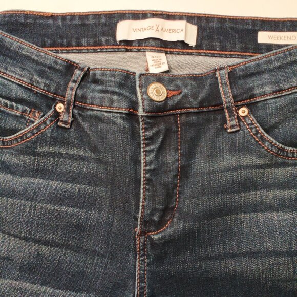 Vintage America Jeans Size 4/27 Weekend Crop Mid Rise Skinny Leg Dark Wash - Picture 4 of 10